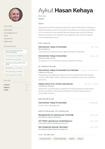Biyolog CV Örnekleri cv indir